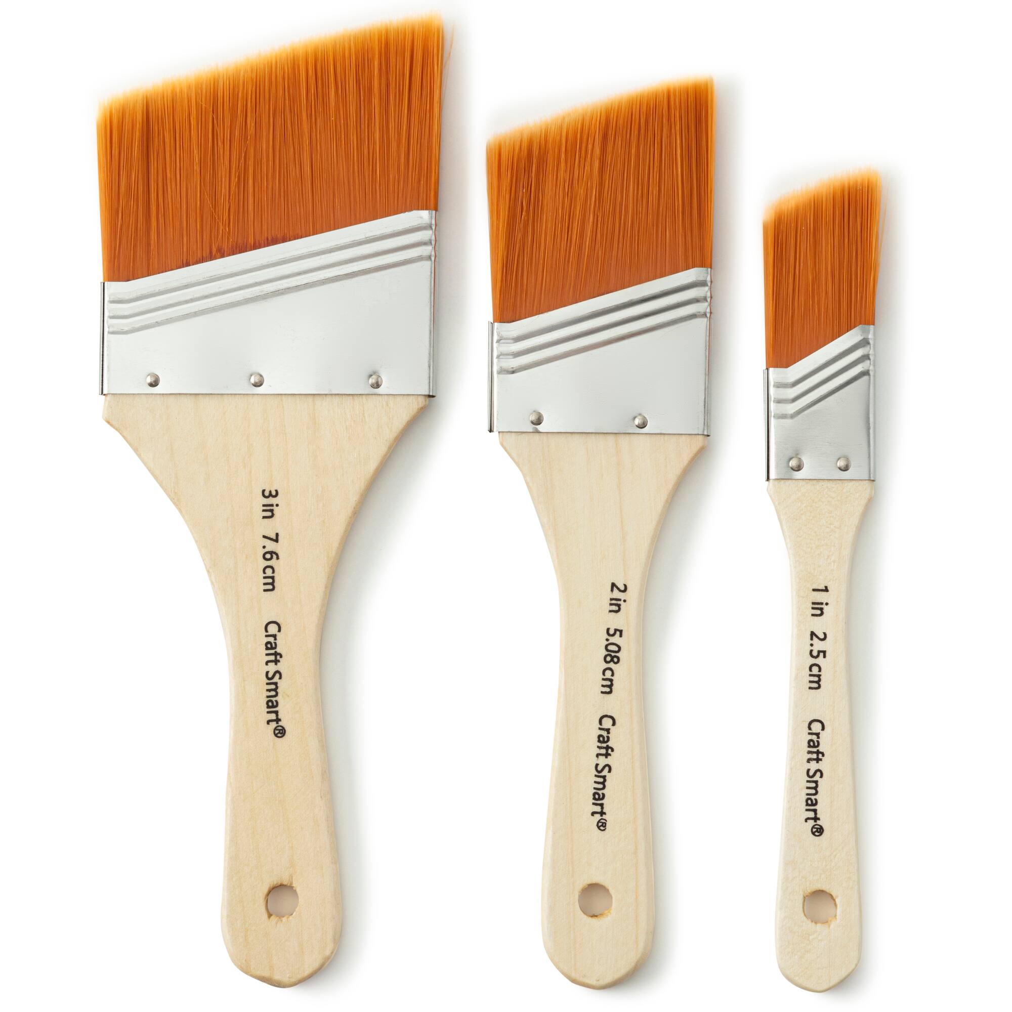 12 Packs: 3 ct. (36 total) Gold Taklon Large Area Angular Brush Pack by Craft Smart®